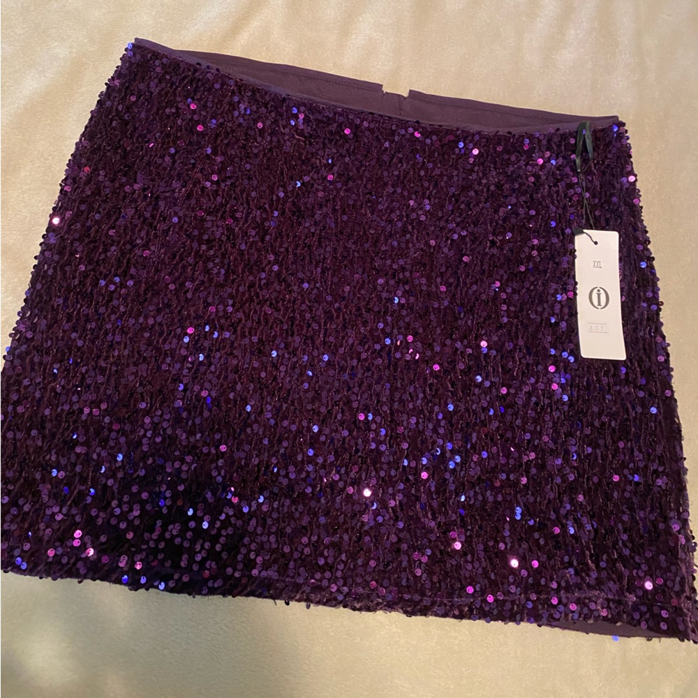 NWT solid purple sequin bodycon skirt size 2XL